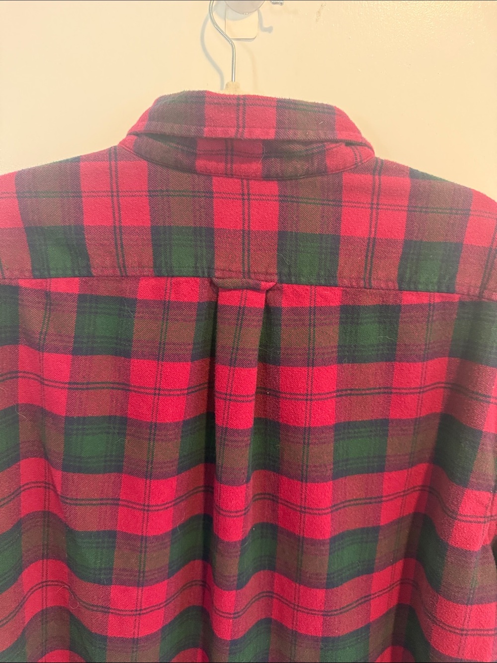 Lands’ End Men’s Xl super thick warm red and hunter green Flannel Shirt - Picture 9 of 11